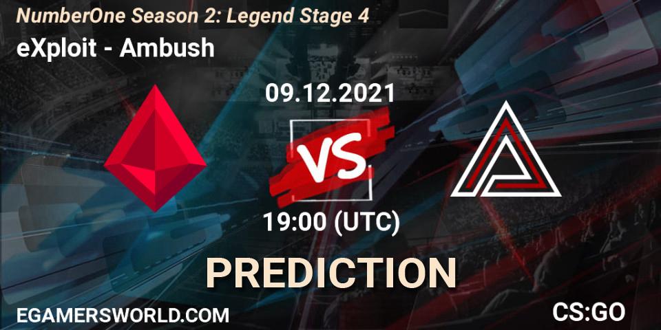 eXploit vs Ambush: Betting TIp, Match Prediction. 09.12.21. CS2 (CS:GO), NumberOne Season 2: Legend Stage 4