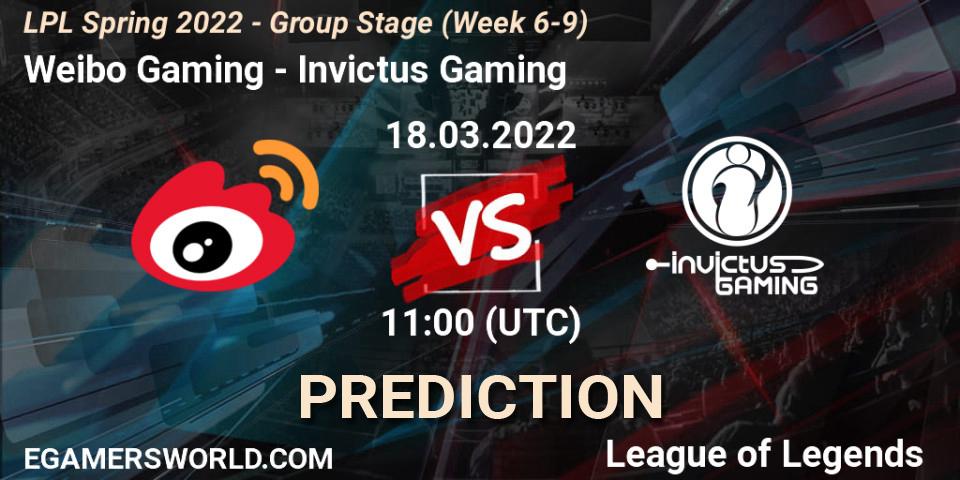 Weibo Gaming vs Invictus Gaming: Betting TIp, Match Prediction. 18.03.22. LoL, LPL Spring 2022 - Group Stage (Week 6-9)