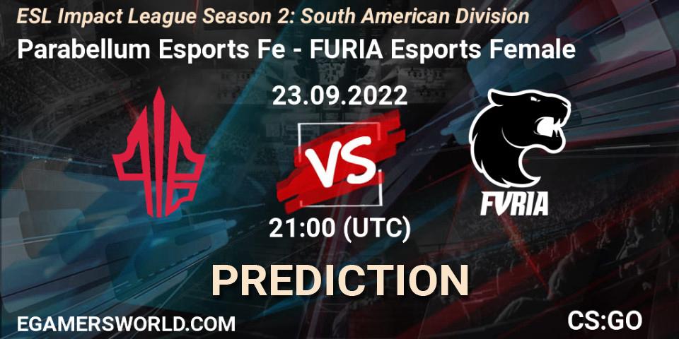 Parabellum Esports Fe vs FURIA Esports Female: Betting TIp, Match Prediction. 23.09.22. CS2 (CS:GO), ESL Impact League Season 2: South American Division