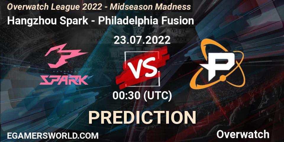 Hangzhou Spark vs Philadelphia Fusion: Betting TIp, Match Prediction. 23.07.2022 at 00:30. Overwatch, Overwatch League 2022 - Midseason Madness