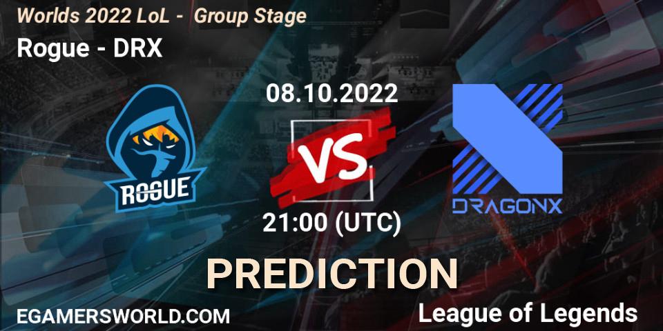 Rogue vs DRX: Betting TIp, Match Prediction. 08.10.2022 at 21:00. LoL, Worlds 2022 LoL - Group Stage