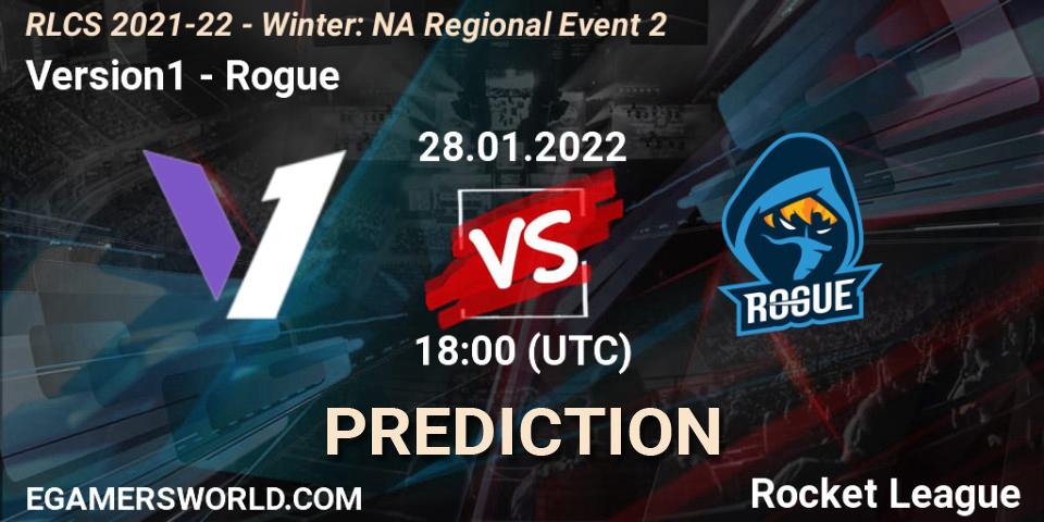Version1 vs Rogue: Betting TIp, Match Prediction. 28.01.2022 at 18:00. Rocket League, RLCS 2021-22 - Winter: NA Regional Event 2