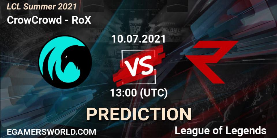 CrowCrowd vs RoX: Betting TIp, Match Prediction. 10.07.21. LoL, LCL Summer 2021