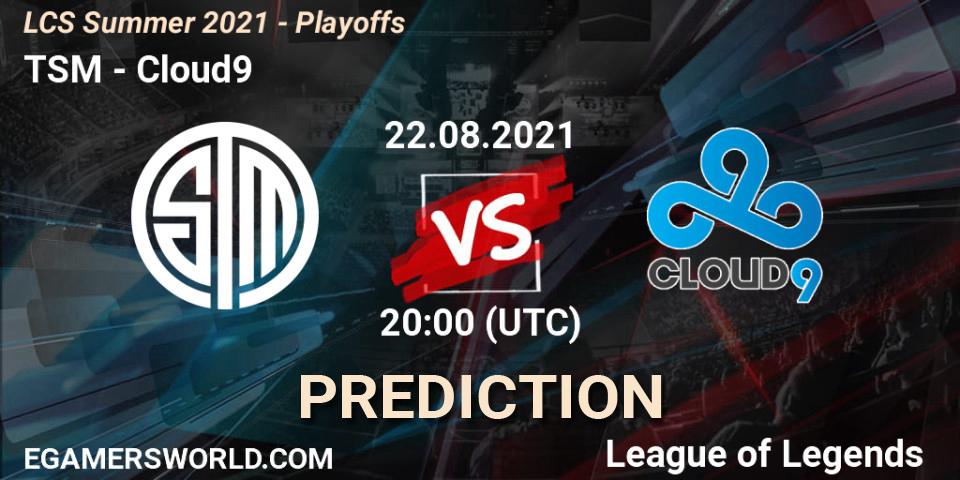TSM vs Cloud9: Betting TIp, Match Prediction. 22.08.2021 at 20:00. LoL, LCS Summer 2021 - Playoffs