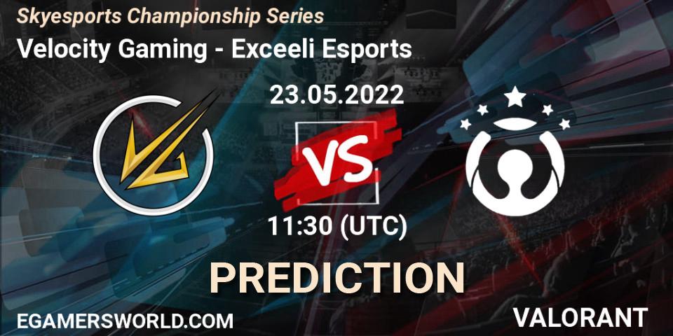 Velocity Gaming vs Exceeli Esports: Betting TIp, Match Prediction. 23.05.2022 at 11:30. VALORANT, Skyesports Championship Series