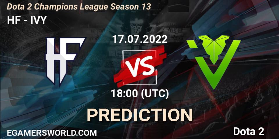 HF vs IVY: Betting TIp, Match Prediction. 17.07.2022 at 18:02. Dota 2, Dota 2 Champions League Season 13