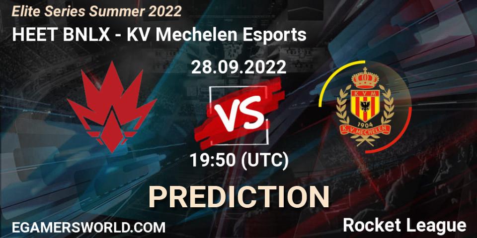 HEET BNLX vs KV Mechelen Esports: Betting TIp, Match Prediction. 28.09.2022 at 19:50. Rocket League, Elite Series Summer 2022