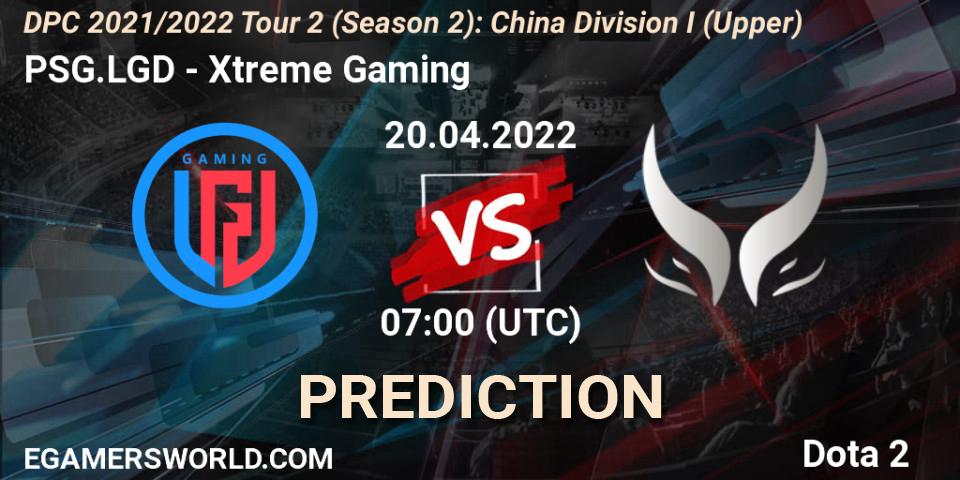 PSG.LGD vs Xtreme Gaming: Betting TIp, Match Prediction. 20.04.2022 at 07:03. Dota 2, DPC 2021/2022 Tour 2 (Season 2): China Division I (Upper)