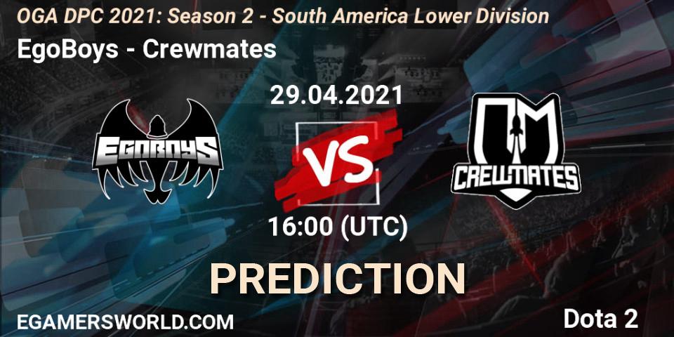 EgoBoys vs Crewmates: Betting TIp, Match Prediction. 29.04.21. Dota 2, OGA DPC 2021: Season 2 - South America Lower Division 