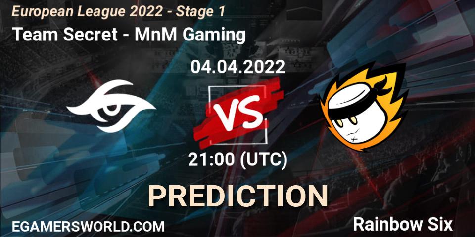 Team Secret vs MnM Gaming: Betting TIp, Match Prediction. 04.04.22. Rainbow Six, European League 2022 - Stage 1