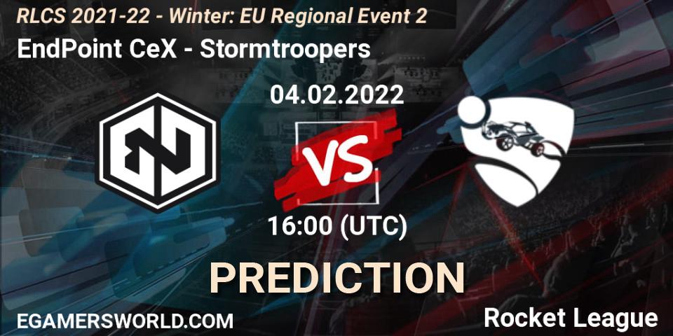 EndPoint CeX vs Stormtroopers: Betting TIp, Match Prediction. 04.02.2022 at 16:00. Rocket League, RLCS 2021-22 - Winter: EU Regional Event 2
