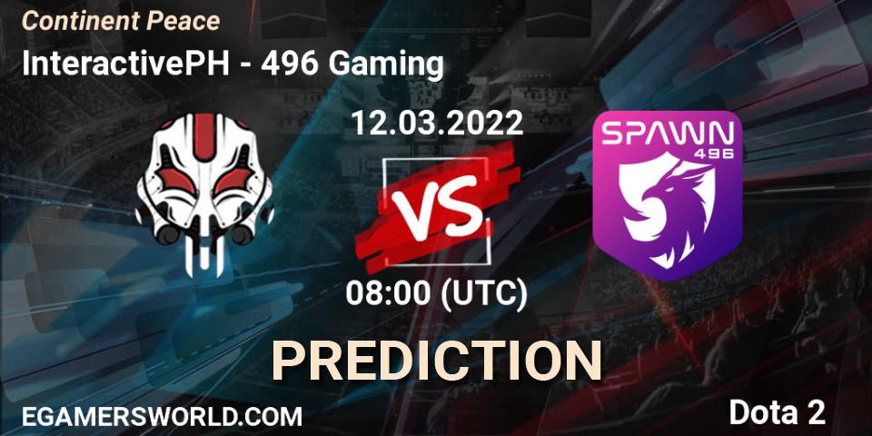 InteractivePH vs 496 Gaming: Betting TIp, Match Prediction. 12.03.22. Dota 2, Continent Peace