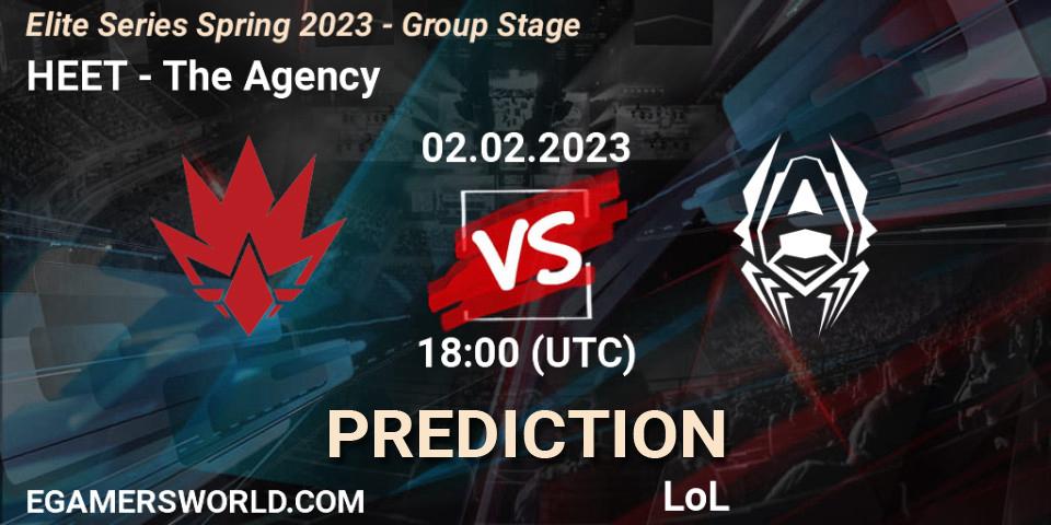 HEET vs The Agency: Betting TIp, Match Prediction. 02.02.2023 at 18:00. LoL, Elite Series Spring 2023 - Group Stage