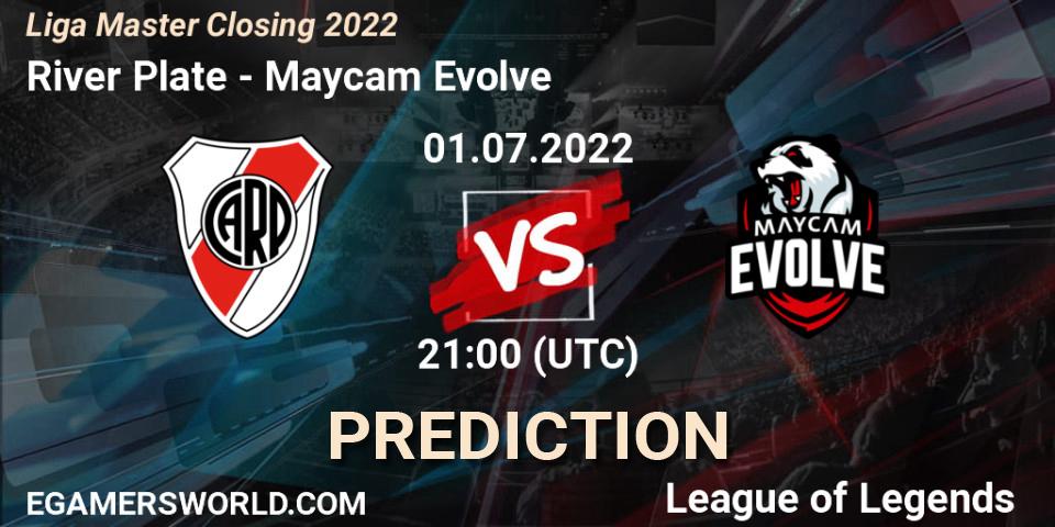 River Plate vs Maycam Evolve: Betting TIp, Match Prediction. 01.07.2022 at 21:00. LoL, Liga Master Closing 2022