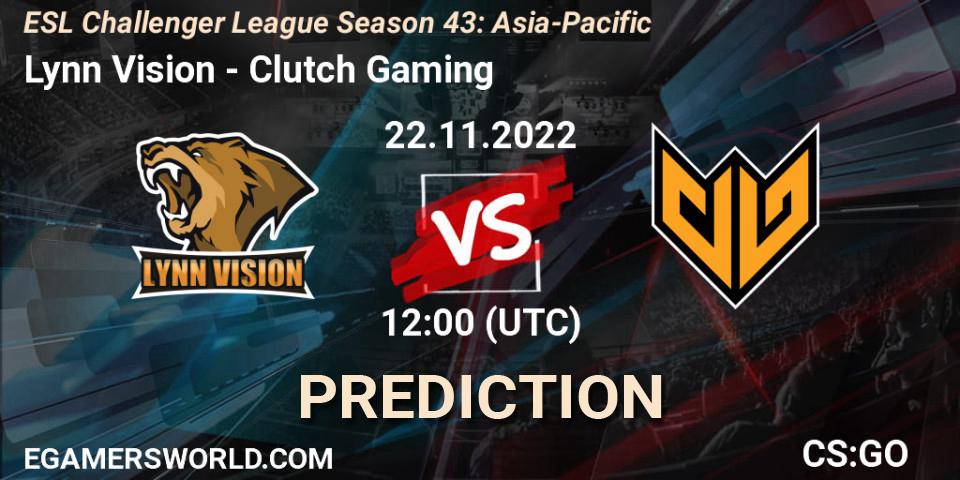 Lynn Vision vs Clutch Gaming: Betting TIp, Match Prediction. 22.11.22. CS2 (CS:GO), ESL Challenger League Season 43: Asia-Pacific