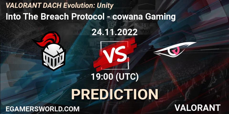 Into The Breach Protocol vs cowana Gaming: Betting TIp, Match Prediction. 24.11.2022 at 19:00. VALORANT, VALORANT DACH Evolution: Unity