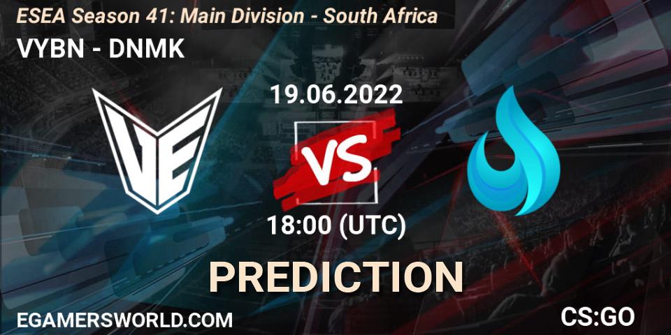 VYBN vs DNMK: Betting TIp, Match Prediction. 19.06.2022 at 18:00. Counter-Strike (CS2), ESEA Season 41: Main Division - South Africa