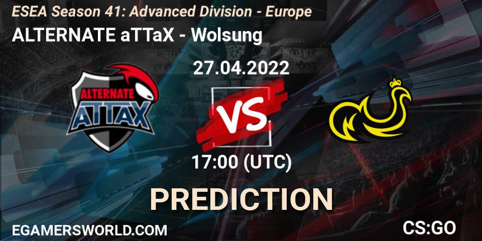 ALTERNATE aTTaX vs Wolsung: Betting TIp, Match Prediction. 27.04.2022 at 17:00. Counter-Strike (CS2), ESEA Season 41: Advanced Division - Europe