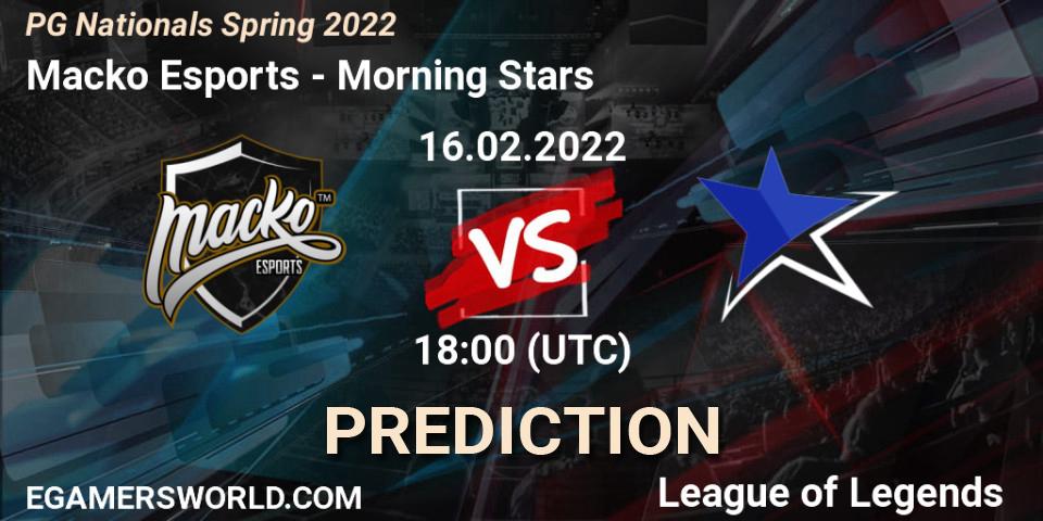 Macko Esports vs Morning Stars: Betting TIp, Match Prediction. 16.02.2022 at 18:00. LoL, PG Nationals Spring 2022