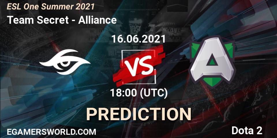 Team Secret vs Alliance: Betting TIp, Match Prediction. 16.06.21. Dota 2, ESL One Summer 2021