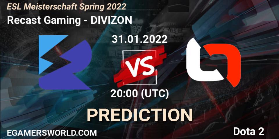 Recast Gaming vs DIVIZON: Betting TIp, Match Prediction. 31.01.2022 at 20:15. Dota 2, ESL Meisterschaft Spring 2022