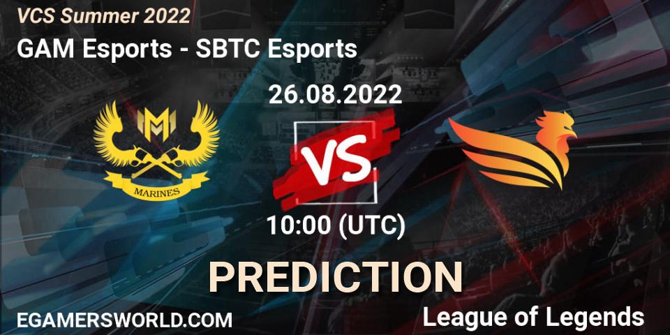 GAM Esports vs SBTC Esports: Betting TIp, Match Prediction. 26.08.2022 at 10:00. LoL, VCS Summer 2022
