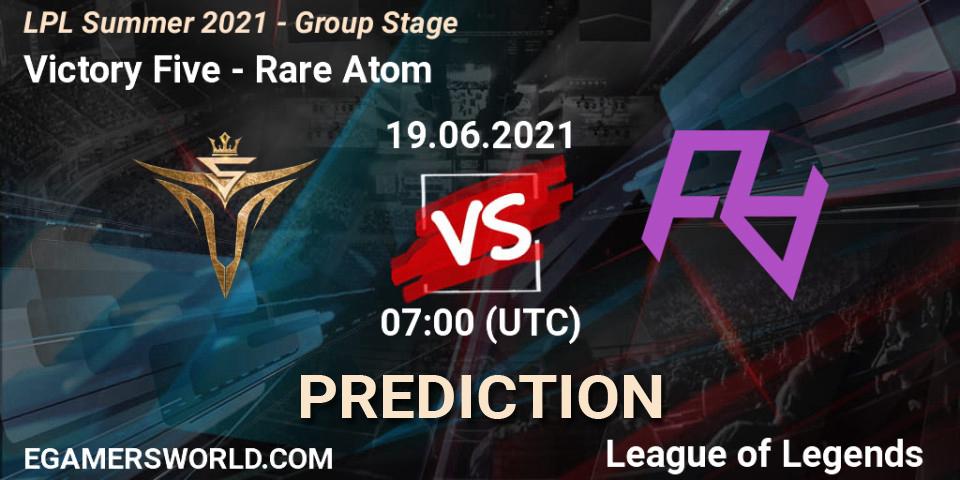Victory Five vs Rare Atom: Betting TIp, Match Prediction. 19.06.21. LoL, LPL Summer 2021 - Group Stage