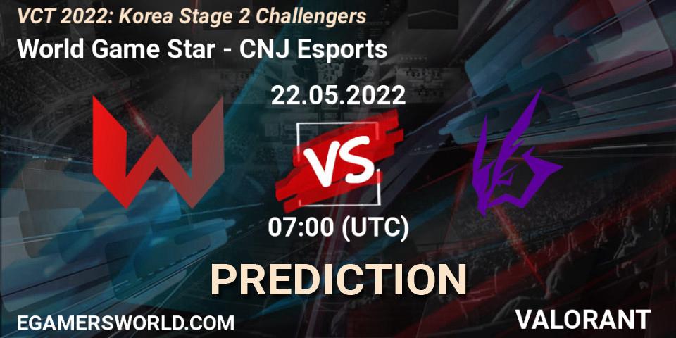World Game Star vs CNJ Esports: Betting TIp, Match Prediction. 22.05.22. VALORANT, VCT 2022: Korea Stage 2 Challengers