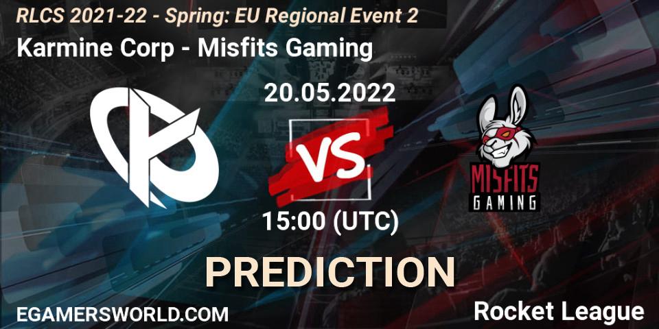 Karmine Corp vs Misfits Gaming: Betting TIp, Match Prediction. 20.05.2022 at 15:00. Rocket League, RLCS 2021-22 - Spring: EU Regional Event 2