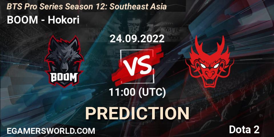 BOOM vs Hokori: Betting TIp, Match Prediction. 24.09.2022 at 11:30. Dota 2, BTS Pro Series Season 12: Southeast Asia