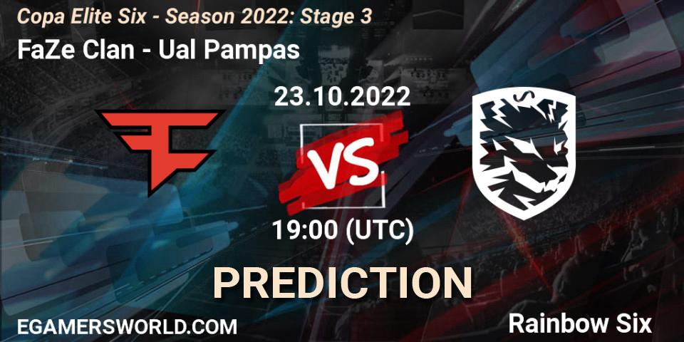 FaZe Clan vs Ualá Pampas: Betting TIp, Match Prediction. 23.10.2022 at 19:00. Rainbow Six, Copa Elite Six - Season 2022: Stage 3