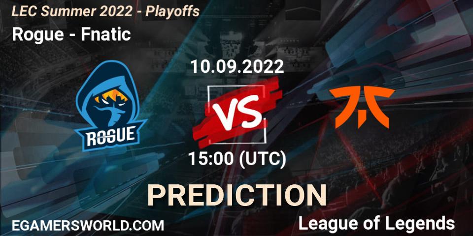Rogue vs Fnatic: Betting TIp, Match Prediction. 10.09.22. LoL, LEC Summer 2022 - Playoffs