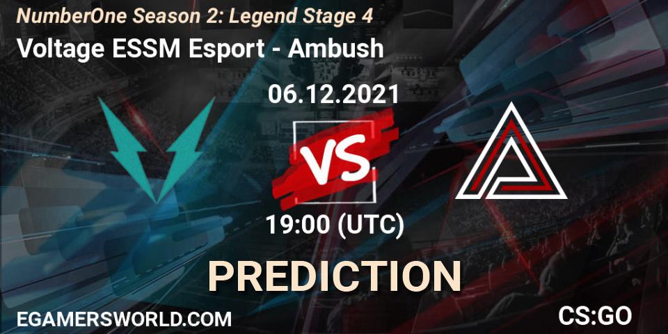 Voltage ESSM Esport vs Ambush: Betting TIp, Match Prediction. 06.12.21. CS2 (CS:GO), NumberOne Season 2: Legend Stage 4