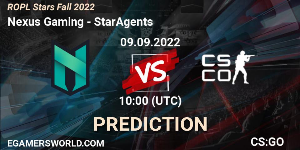 Nexus Gaming vs StarAgents: Betting TIp, Match Prediction. 10.09.2022 at 11:00. Counter-Strike (CS2), ROPL Stars Fall 2022