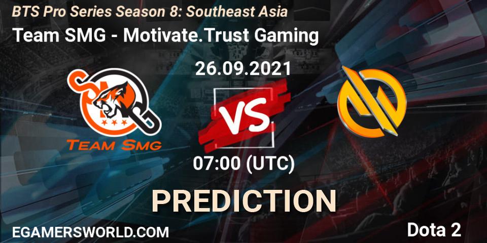 Team SMG vs Motivate.Trust Gaming: Betting TIp, Match Prediction. 26.09.2021 at 07:00. Dota 2, BTS Pro Series Season 8: Southeast Asia