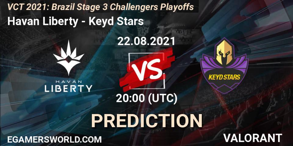 Havan Liberty vs Keyd Stars: Betting TIp, Match Prediction. 22.08.2021 at 20:00. VALORANT, VCT 2021: Brazil Stage 3 Challengers Playoffs