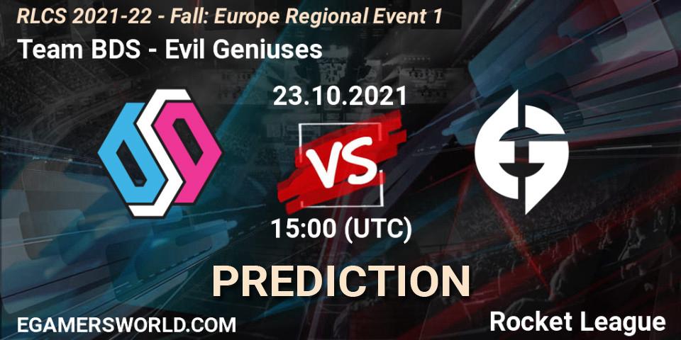Team BDS vs Evil Geniuses: Betting TIp, Match Prediction. 23.10.21. Rocket League, RLCS 2021-22 - Fall: Europe Regional Event 1