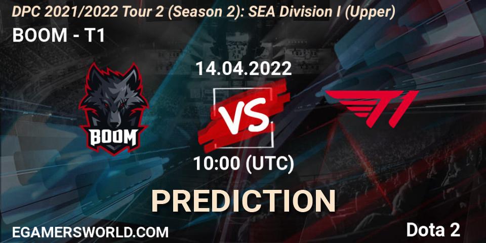 BOOM vs T1: Betting TIp, Match Prediction. 14.04.2022 at 11:28. Dota 2, DPC 2021/2022 Tour 2 (Season 2): SEA Division I (Upper)