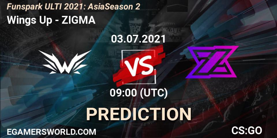 Wings Up vs ZIGMA: Betting TIp, Match Prediction. 03.07.2021 at 09:00. Counter-Strike (CS2), Funspark ULTI 2021: Asia Season 2