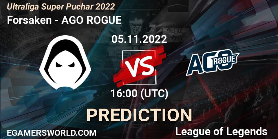 Forsaken vs AGO ROGUE: Betting TIp, Match Prediction. 05.11.2022 at 16:00. LoL, Ultraliga Super Puchar 2022