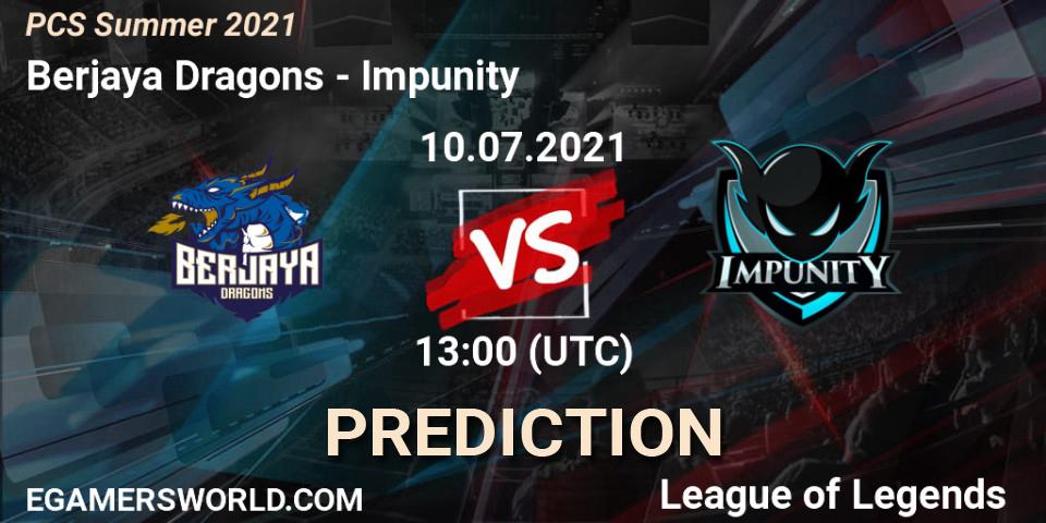 Berjaya Dragons vs Impunity: Betting TIp, Match Prediction. 11.07.2021 at 07:30. LoL, PCS Summer 2021