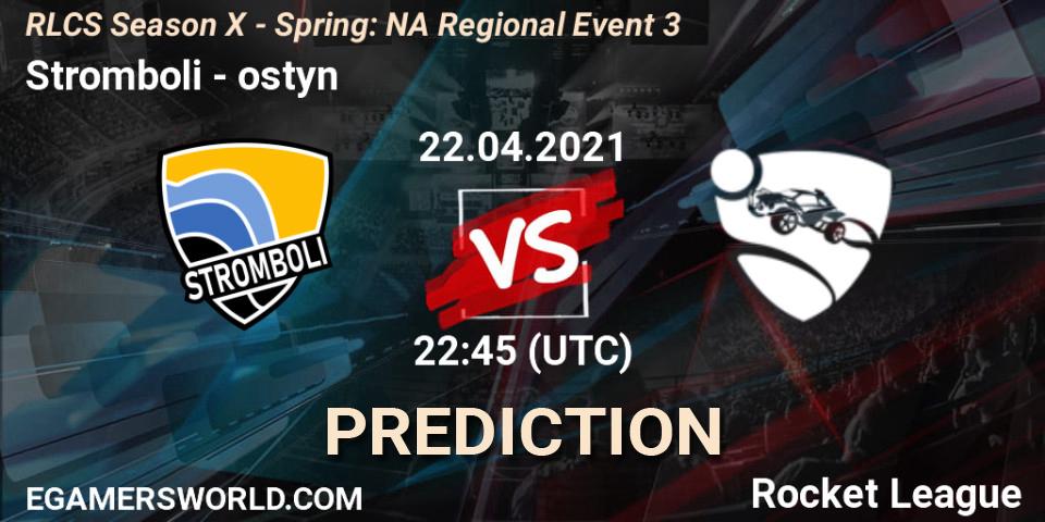 Stromboli vs ostyn: Betting TIp, Match Prediction. 22.04.2021 at 22:45. Rocket League, RLCS Season X - Spring: NA Regional Event 3
