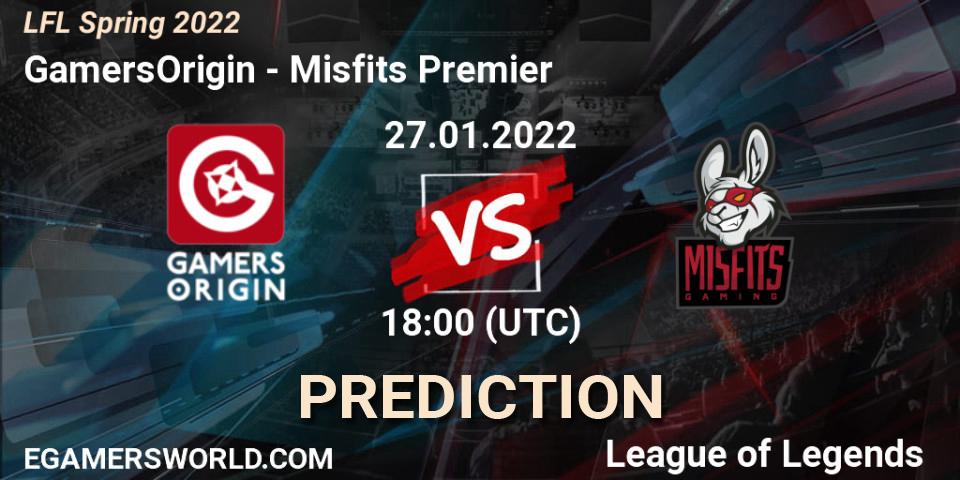 GamersOrigin vs Misfits Premier: Betting TIp, Match Prediction. 27.01.22. LoL, LFL Spring 2022