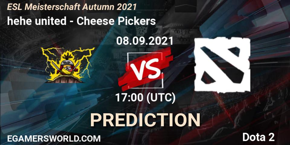 hehe united vs Cheese Pickers: Betting TIp, Match Prediction. 08.09.2021 at 17:05. Dota 2, ESL Meisterschaft Autumn 2021