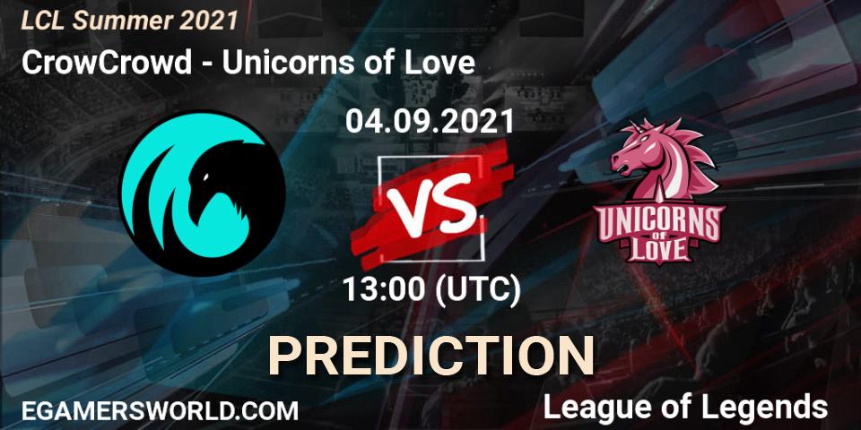 CrowCrowd vs Unicorns of Love: Betting TIp, Match Prediction. 04.09.21. LoL, LCL Summer 2021