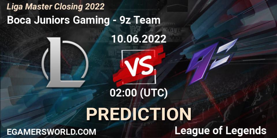 Boca Juniors Gaming vs 9z Team: Betting TIp, Match Prediction. 10.06.2022 at 02:00. LoL, Liga Master Closing 2022