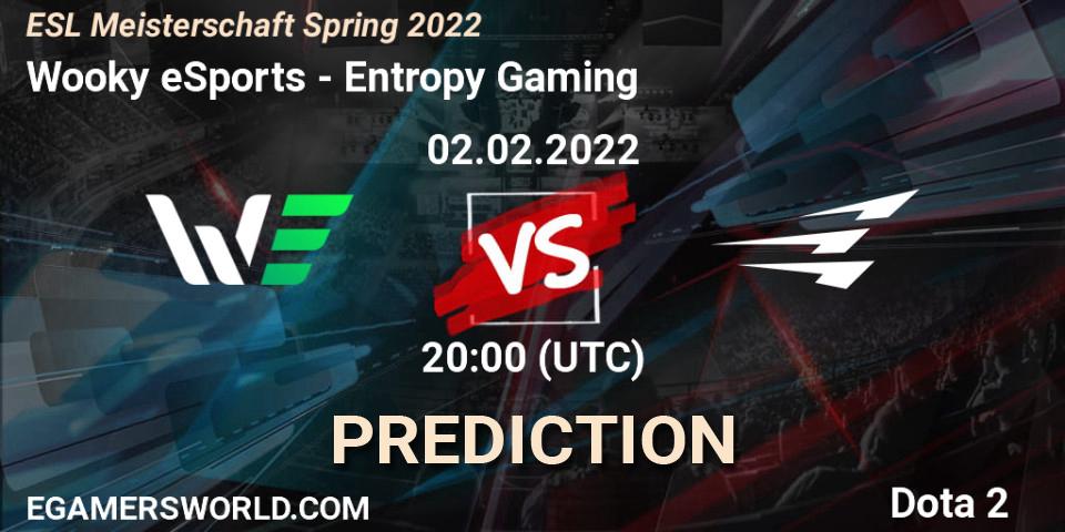 Wooky eSports vs Entropy Gaming: Betting TIp, Match Prediction. 02.02.2022 at 19:59. Dota 2, ESL Meisterschaft Spring 2022