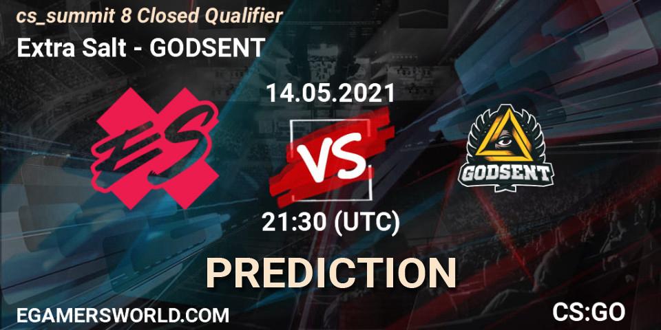 Extra Salt vs GODSENT: Betting TIp, Match Prediction. 14.05.2021 at 21:55. Counter-Strike (CS2), cs_summit 8 Closed Qualifier