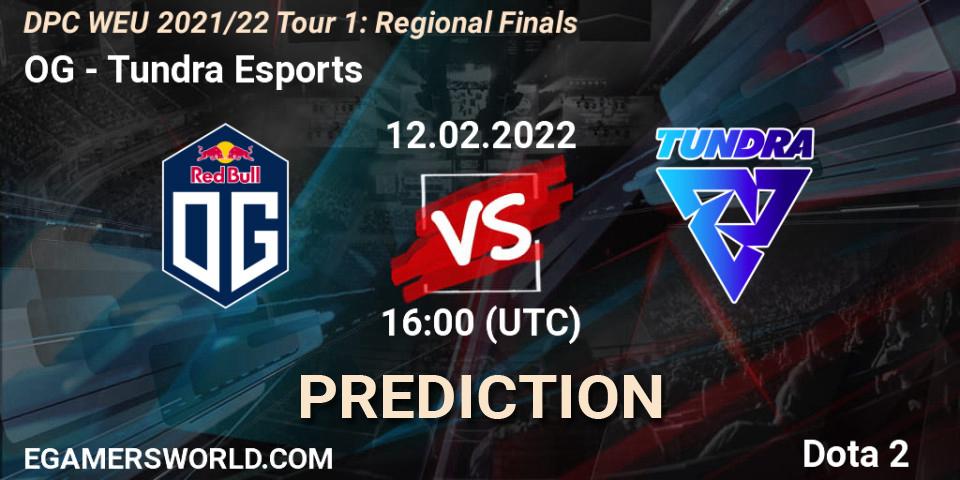 OG vs Tundra Esports: Betting TIp, Match Prediction. 12.02.2022 at 15:55. Dota 2, DPC WEU 2021/22 Tour 1: Regional Finals