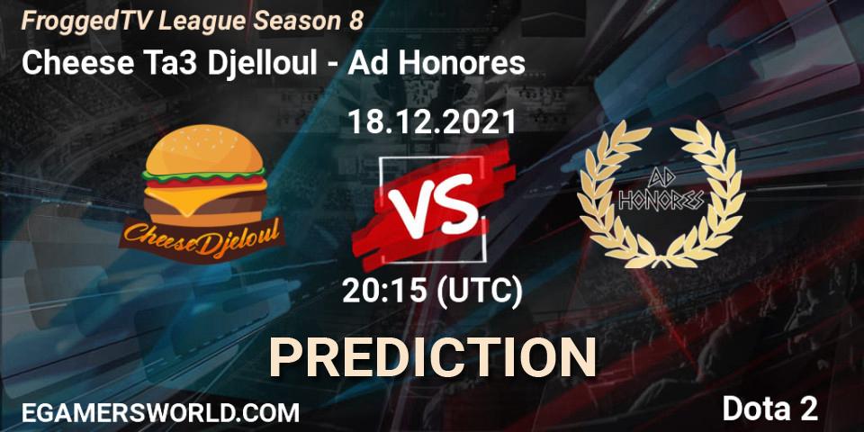 Cheese Ta3 Djelloul vs Ad Honores: Betting TIp, Match Prediction. 18.12.2021 at 18:47. Dota 2, FroggedTV League Season 8